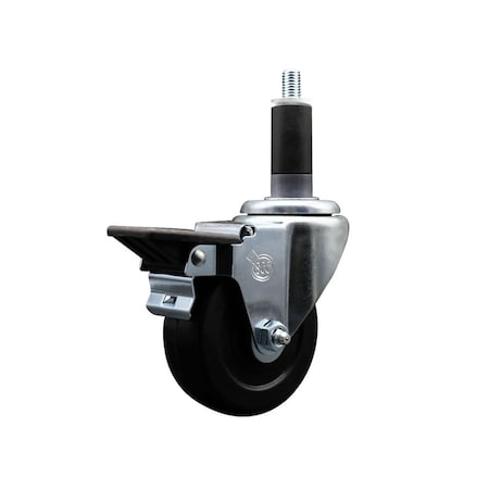 Service Caster 3.5'' Hard Rubber Swivel 1-1/8'' Expanding Stem Caster with Brake SCC-EX20S3514-HRS-PLB-118